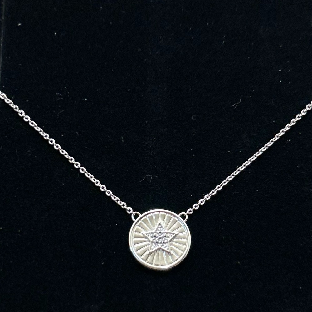 Judith Ripka White Topaz Accented Rhodium Sterling Silver Star Station Necklace